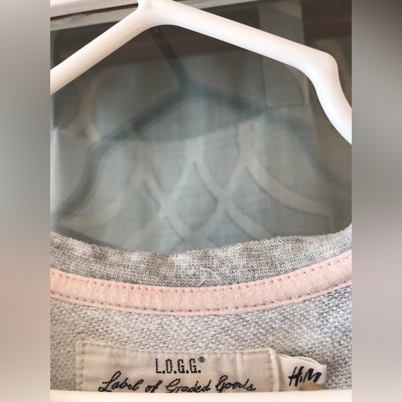 L.O.G.G. H&M size 4-6 dress of sweatshirt material gray - butterflies & floral - Picture 3 of 5